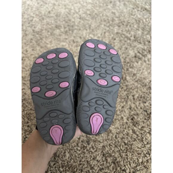 Stride Rite "Zoe" toddler girl sz. 4.5 Wide blk sparkle ankle boot/shoe. Adorabl - Picture 2 of 11